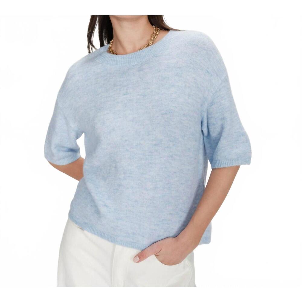 NEW GRACE & MILA oversized wool crew neck sweater top in ciel